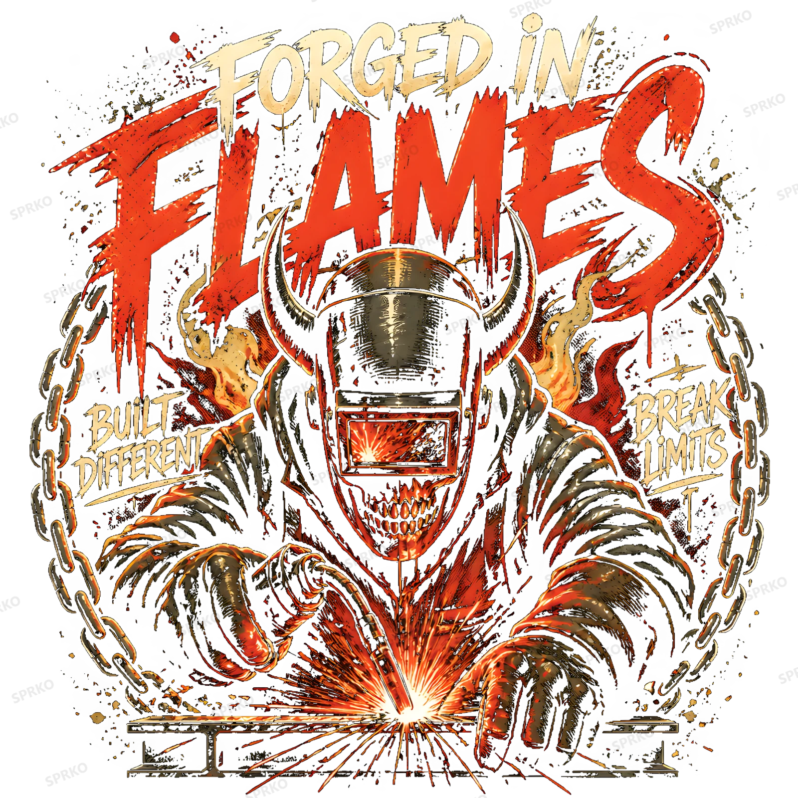 Forged in Flames Built Different Welder Design design preview wrapped on a mug