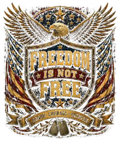 Freedom Is Not Free Distressed Patriotic Eagle Shield Art