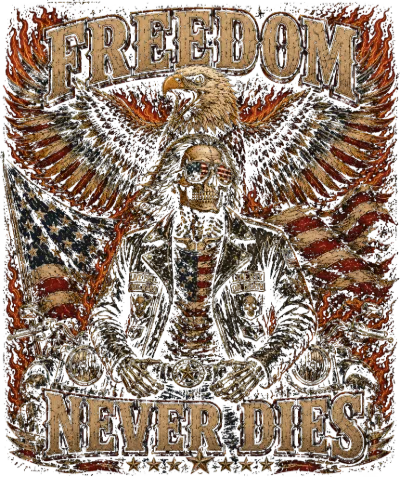 Freedom Never Dies Patriotic Biker Skeleton