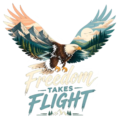 Freedom Takes Flight Bald Eagle Mountain Landscape