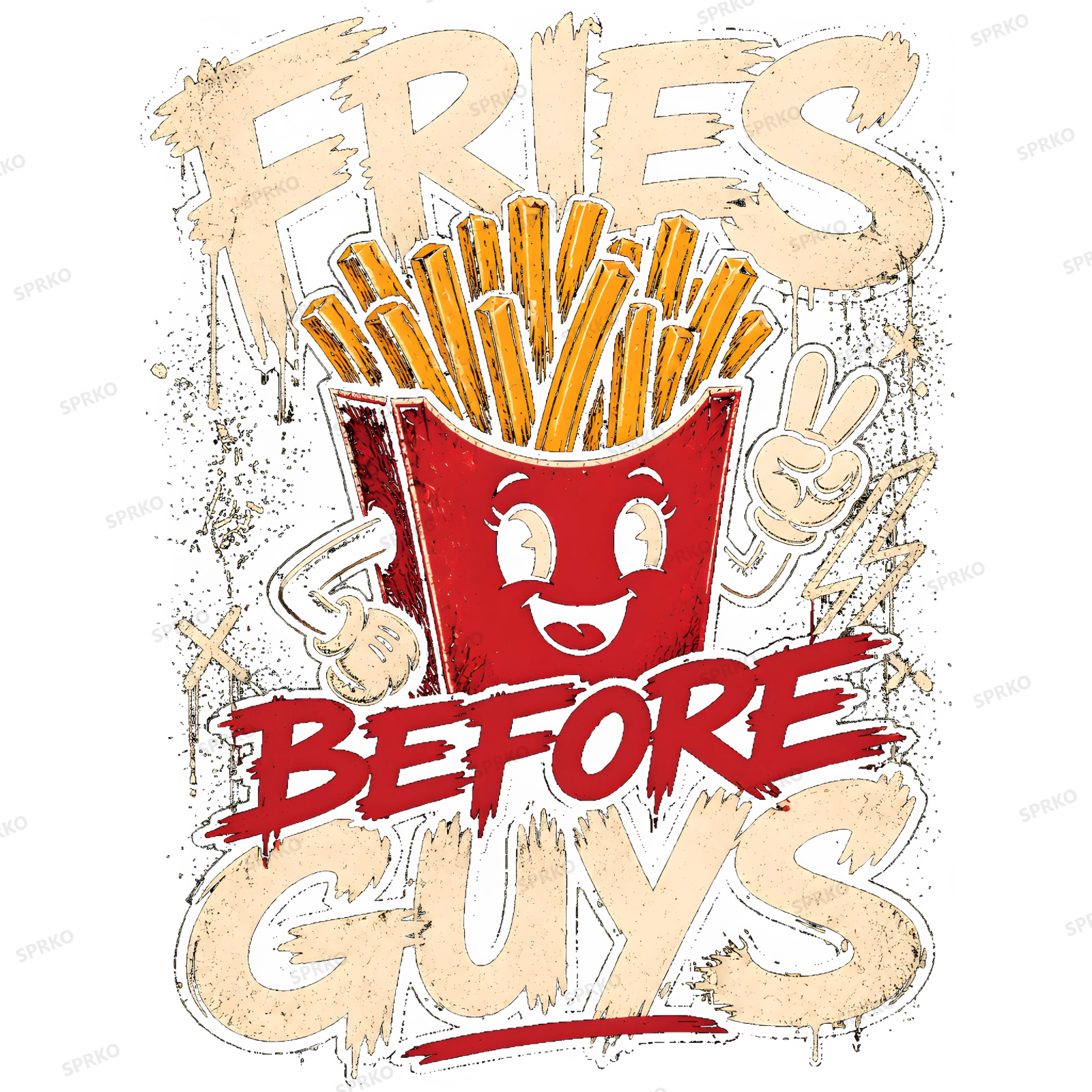 Fries Before Guys Funny Aesthetic Snack Design design preview wrapped on a mug