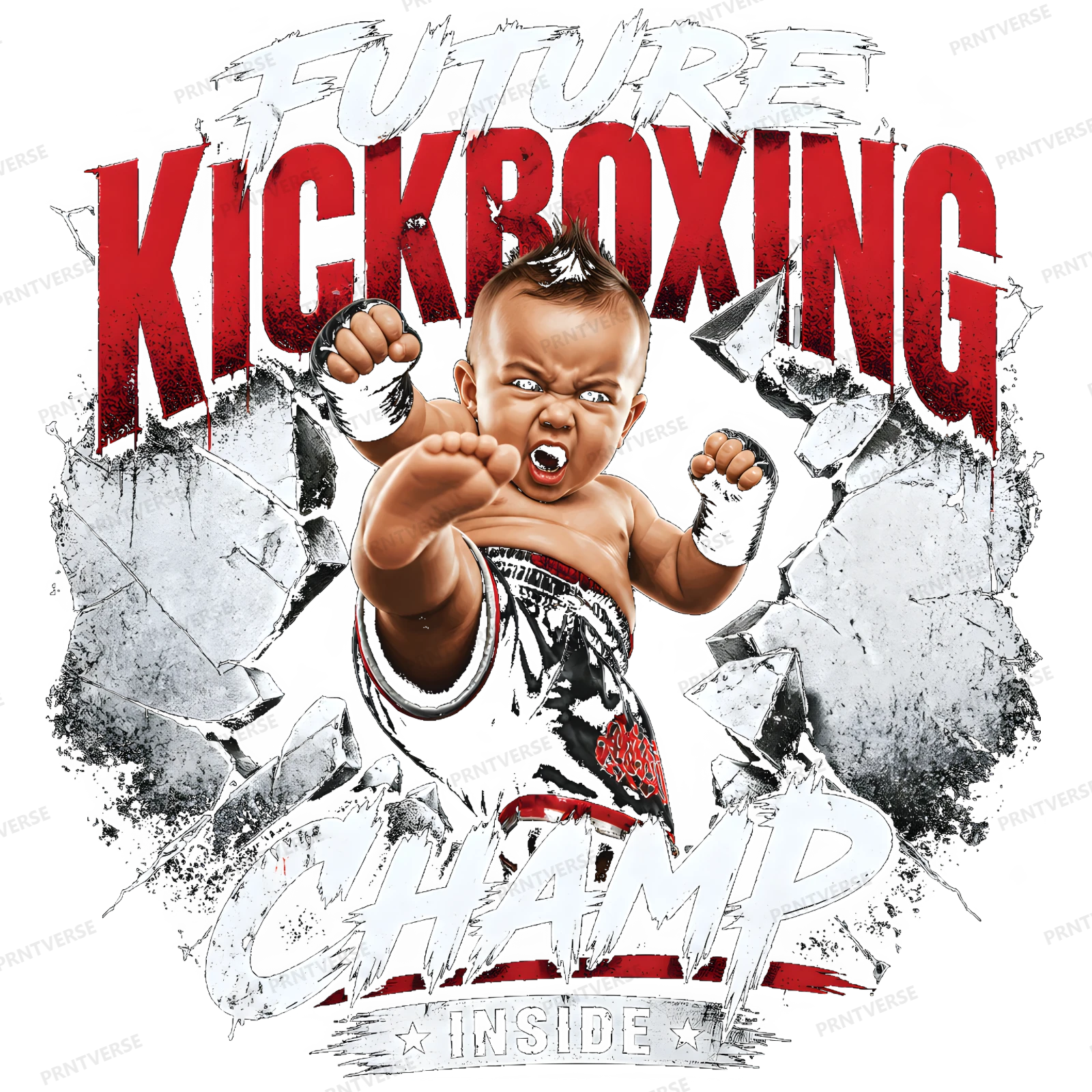 Future Kickboxing Champ Baby Martial Arts artwork design preview wrapped on a mug