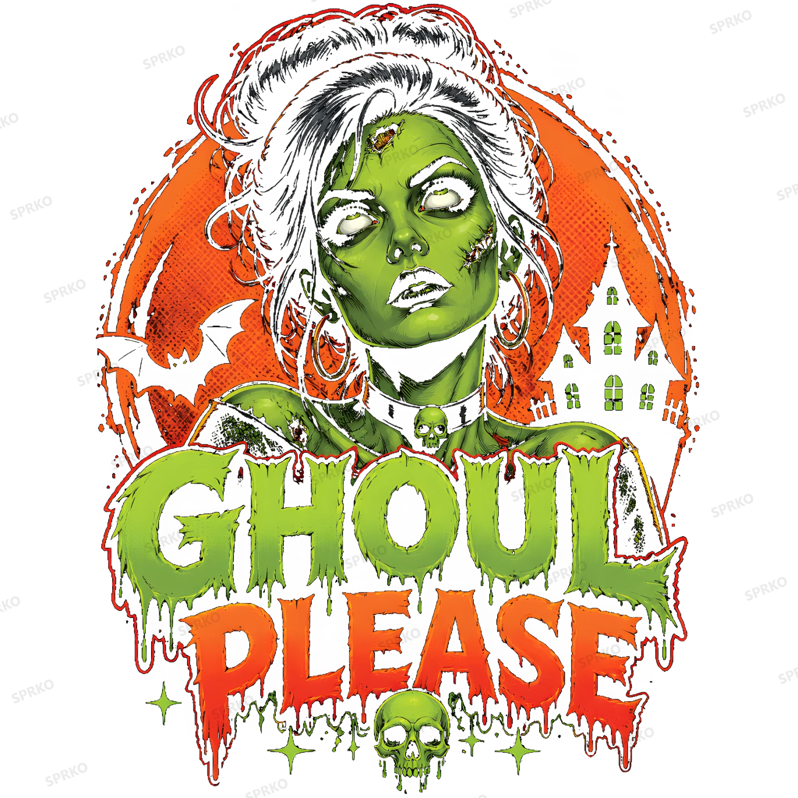 Ghoul Please Zombie Woman Halloween Design design preview wrapped on a mug