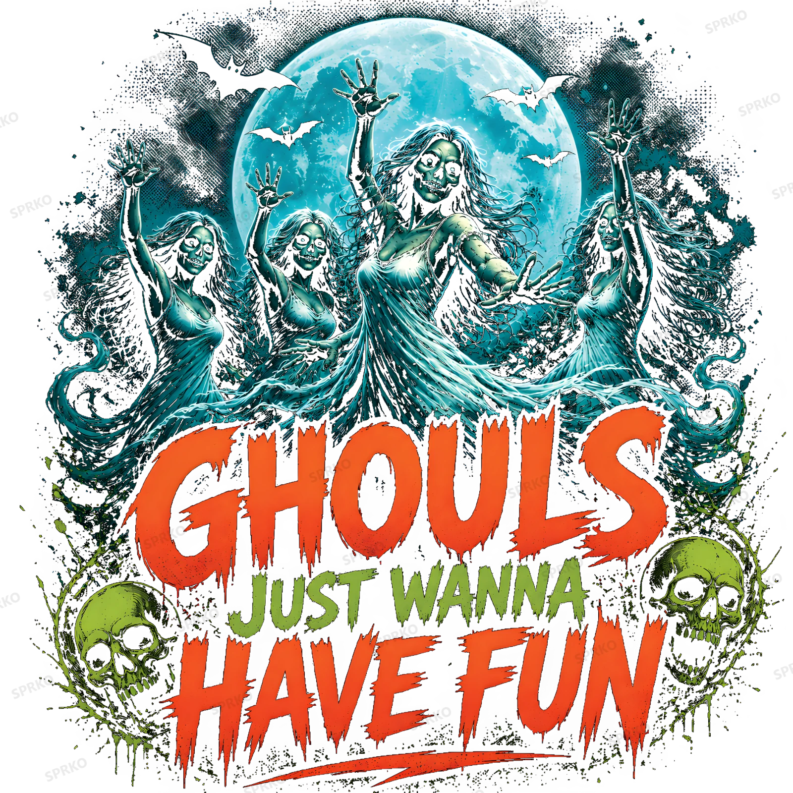 Ghouls Just Wanna Have Fun Halloween Design design preview wrapped on a mug