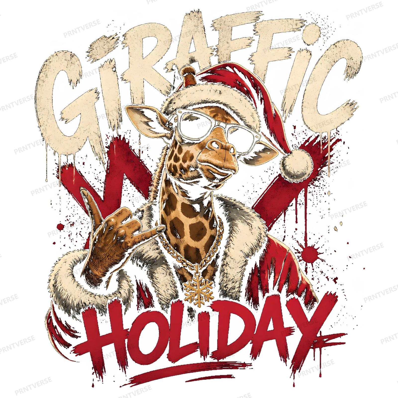 Giraffic Holiday Santa Giraffe design preview wrapped on a mug