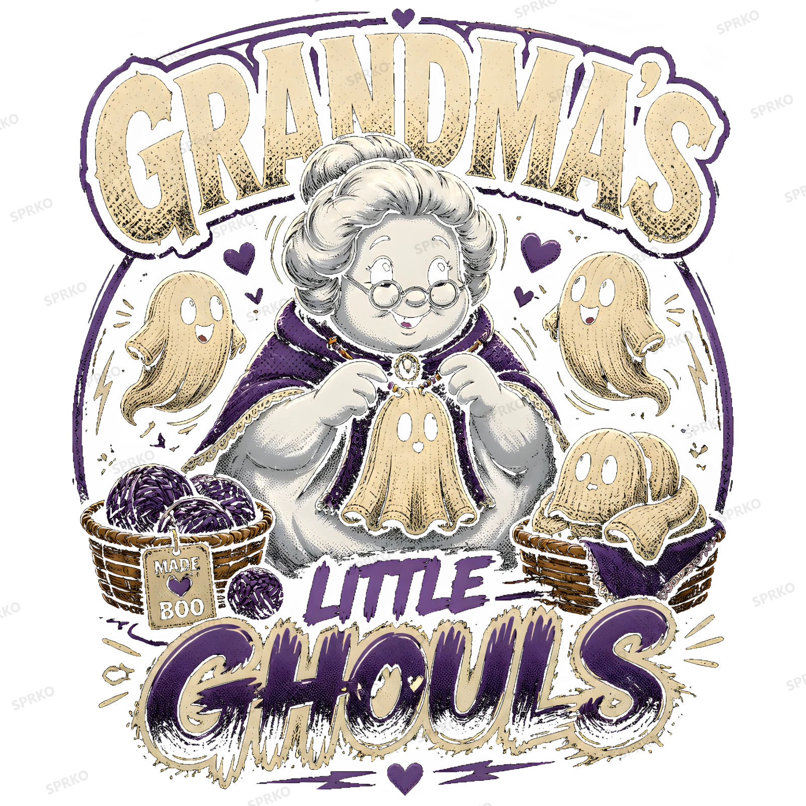Grandma's Little Ghouls Halloween Knitting Design design preview wrapped on a mug