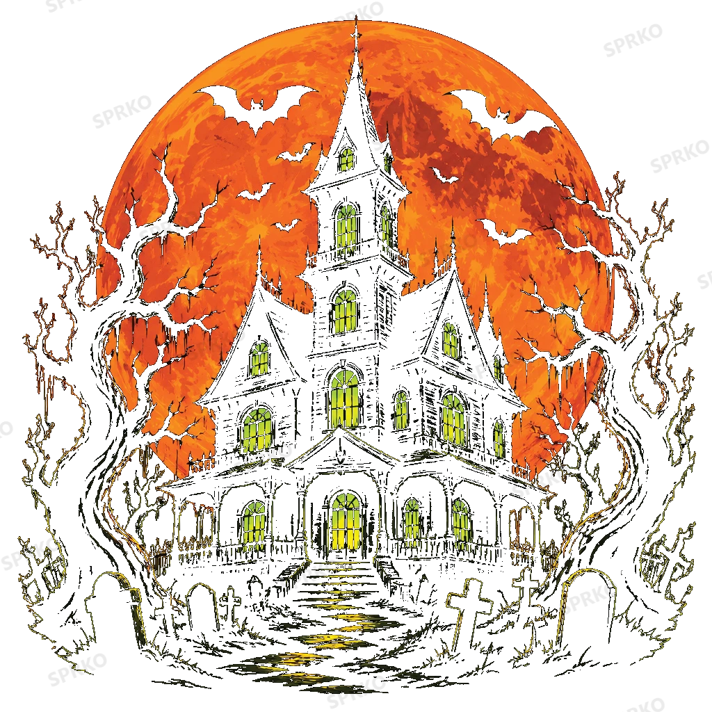 Haunted House Spooky Halloween Night design preview wrapped on a mug
