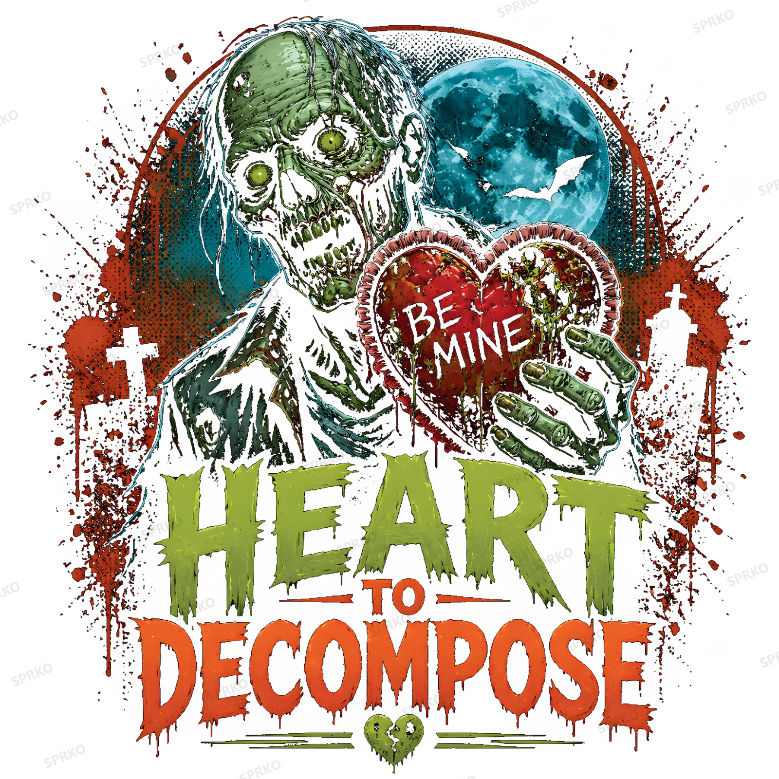 Heart to Decompose Zombie Valentine design preview wrapped on a mug