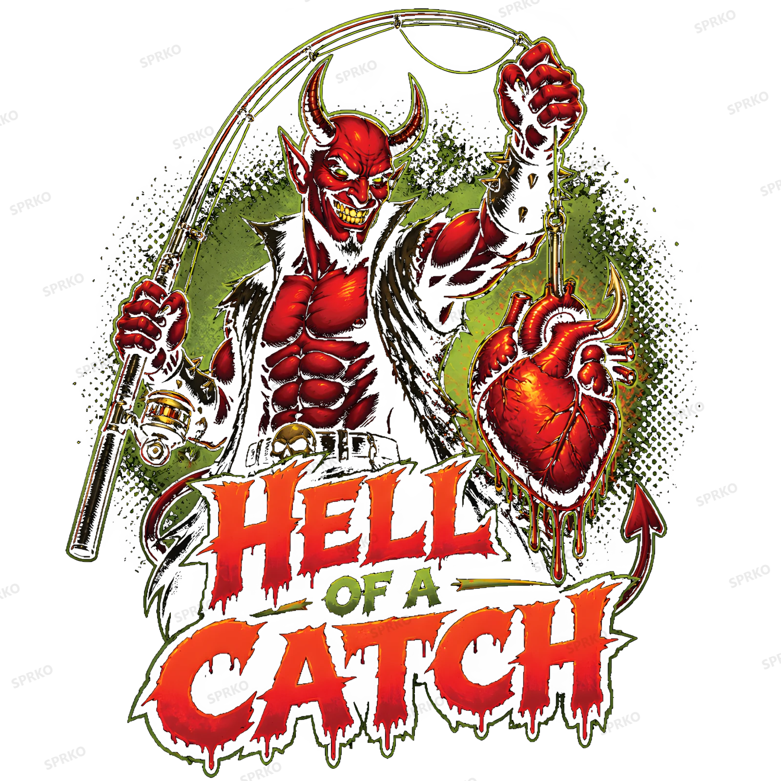 Hell of a Catch Devil Fishing Heart design preview wrapped on a mug