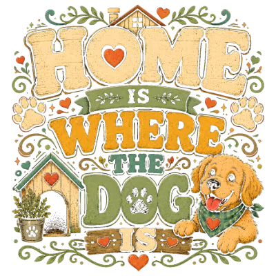 Home Is Where The Dog Is Vintage Golden Retriever Puppy