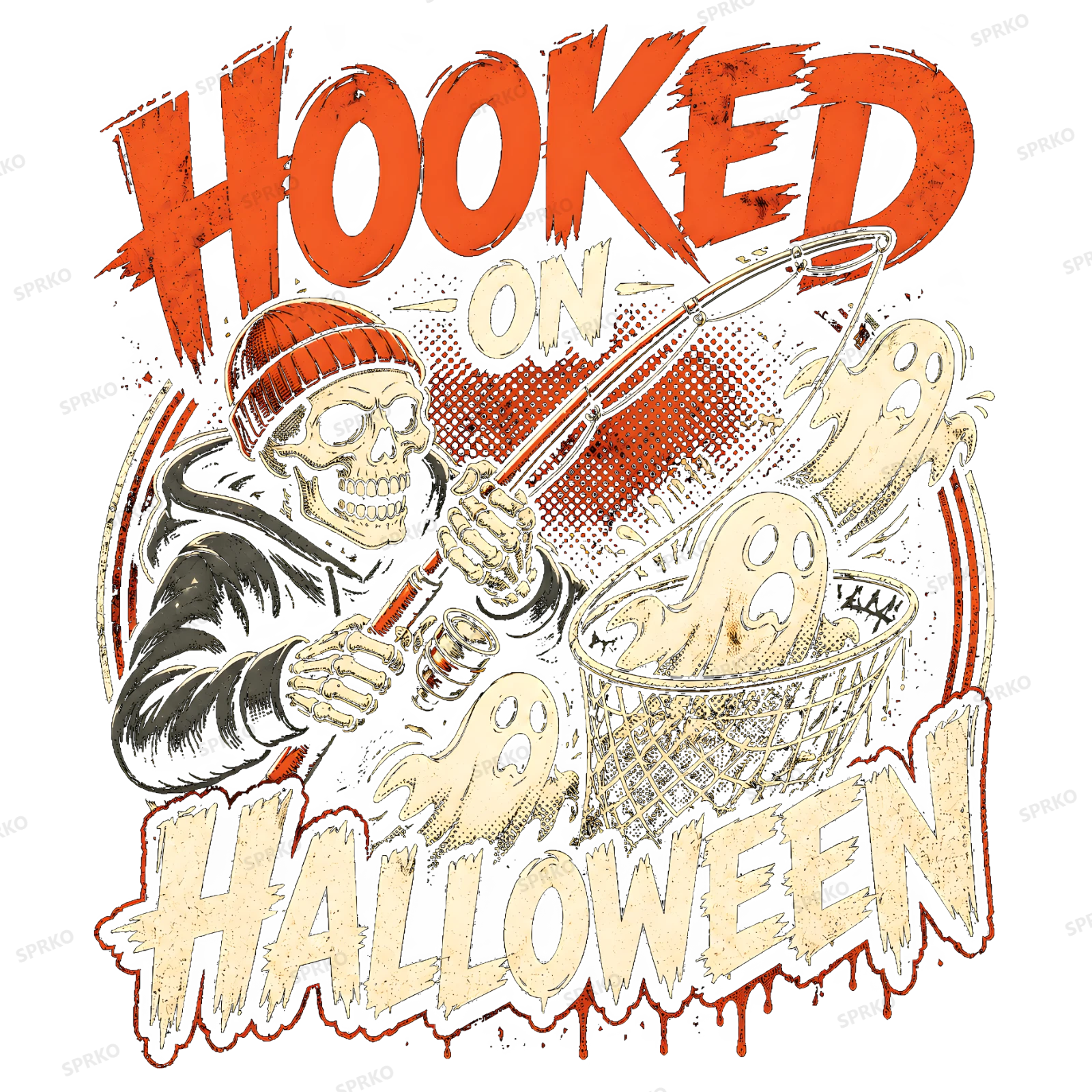 Hooked on Halloween Fishing Skeleton design preview wrapped on a mug