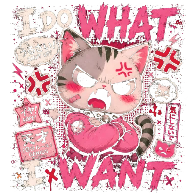 I Do What I Want Punk Cat Illustration
