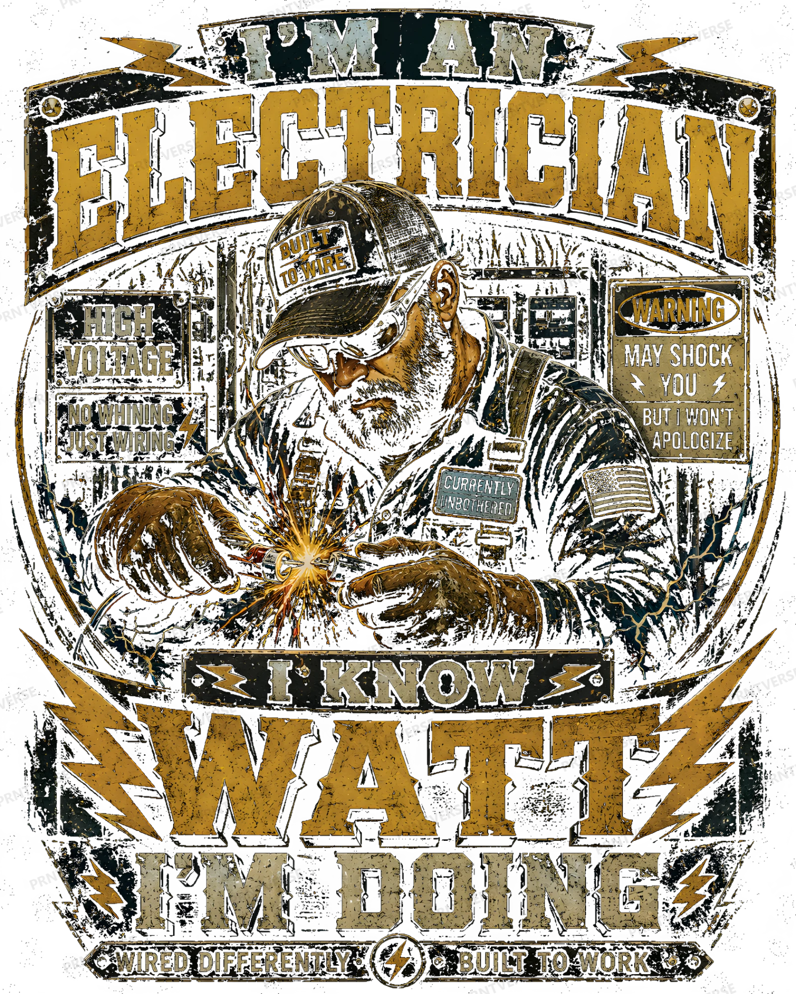 I Know Watt I'm Doing Electrician Humor design preview wrapped on a mug
