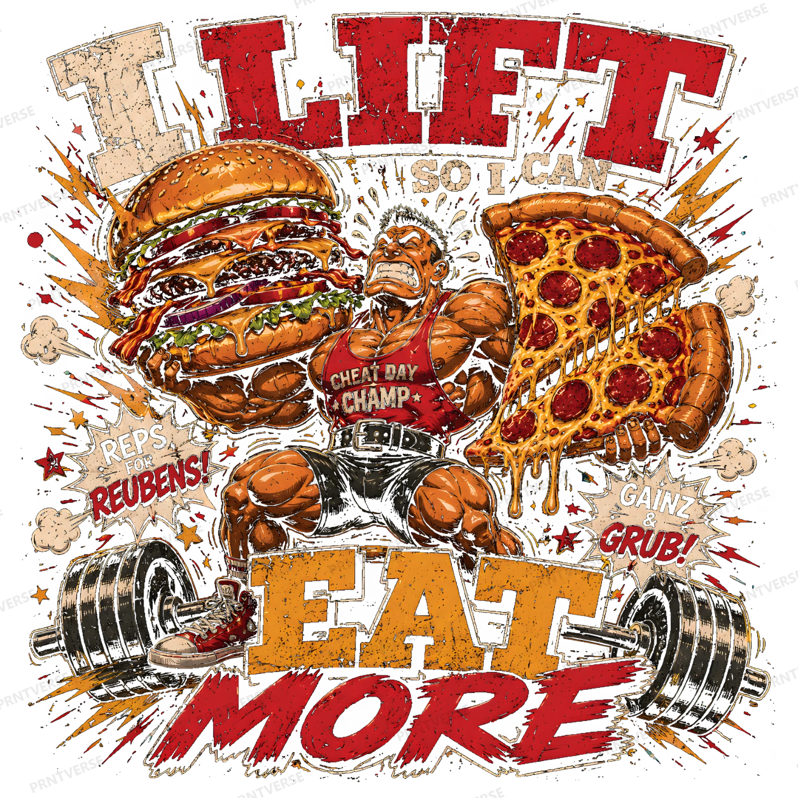I Lift So I Can Eat More Bodybuilding Humor design preview wrapped on a mug