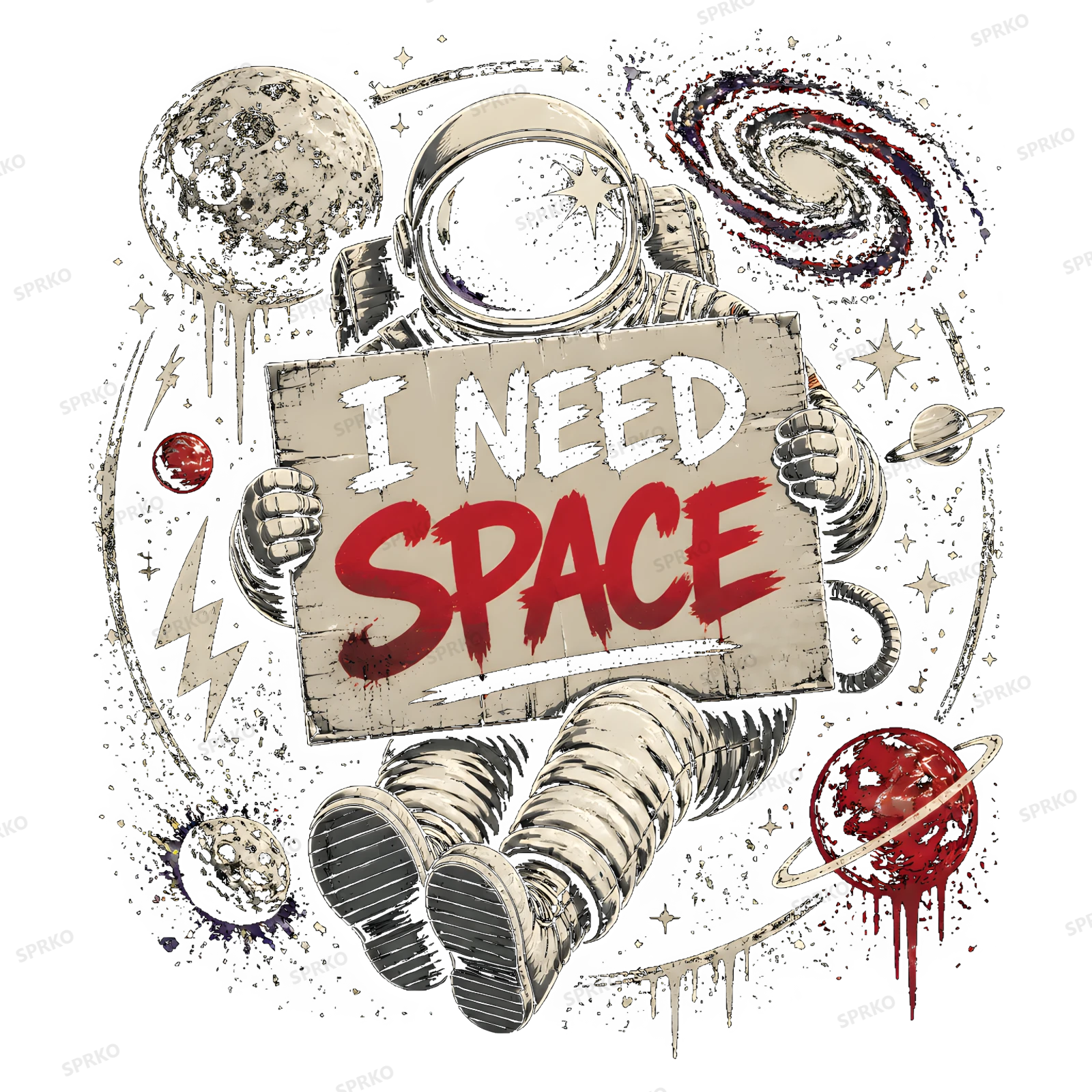 I Need Space Astronaut with Planets Design design preview wrapped on a mug