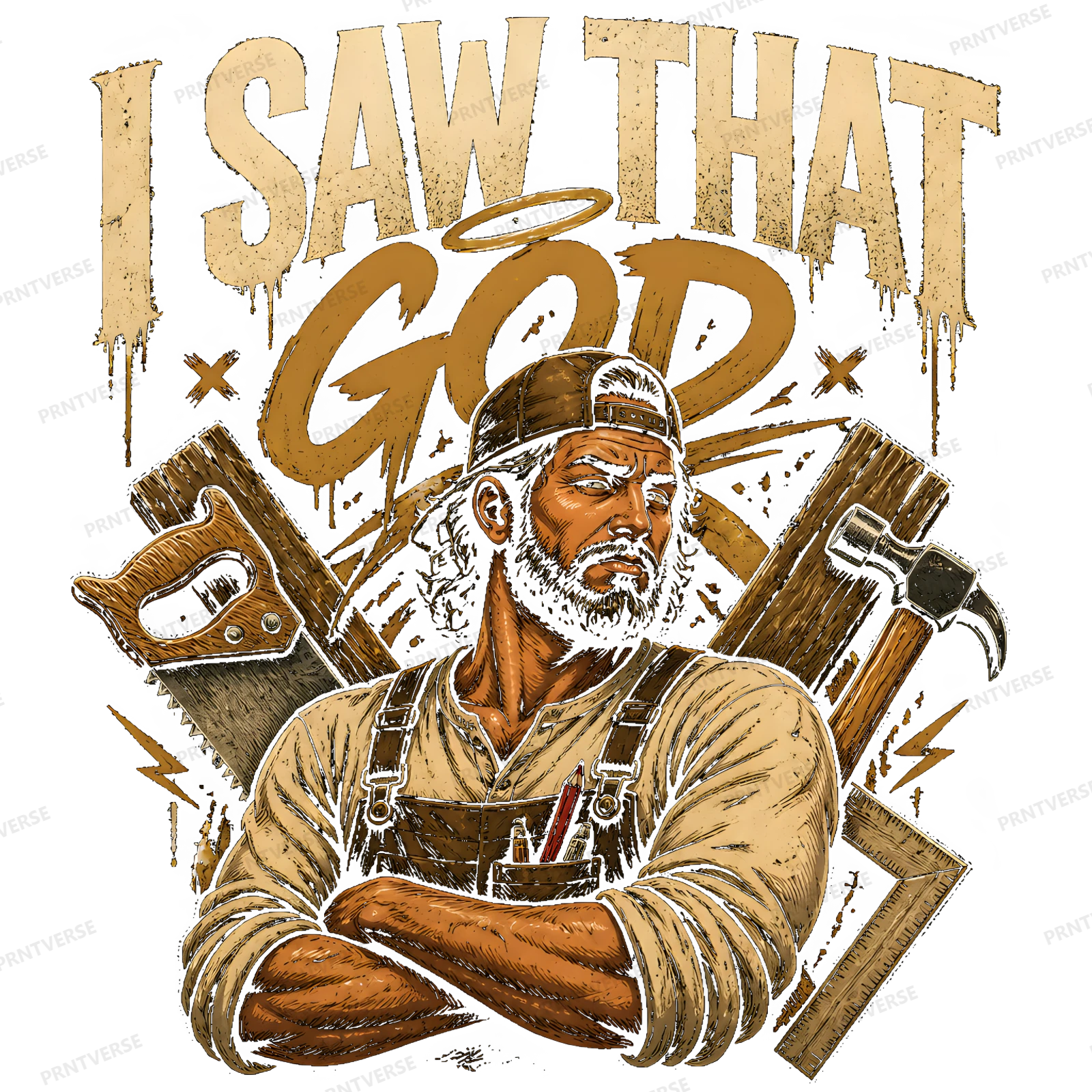 I Saw That God Carpenter Distressed Design design preview wrapped on a mug