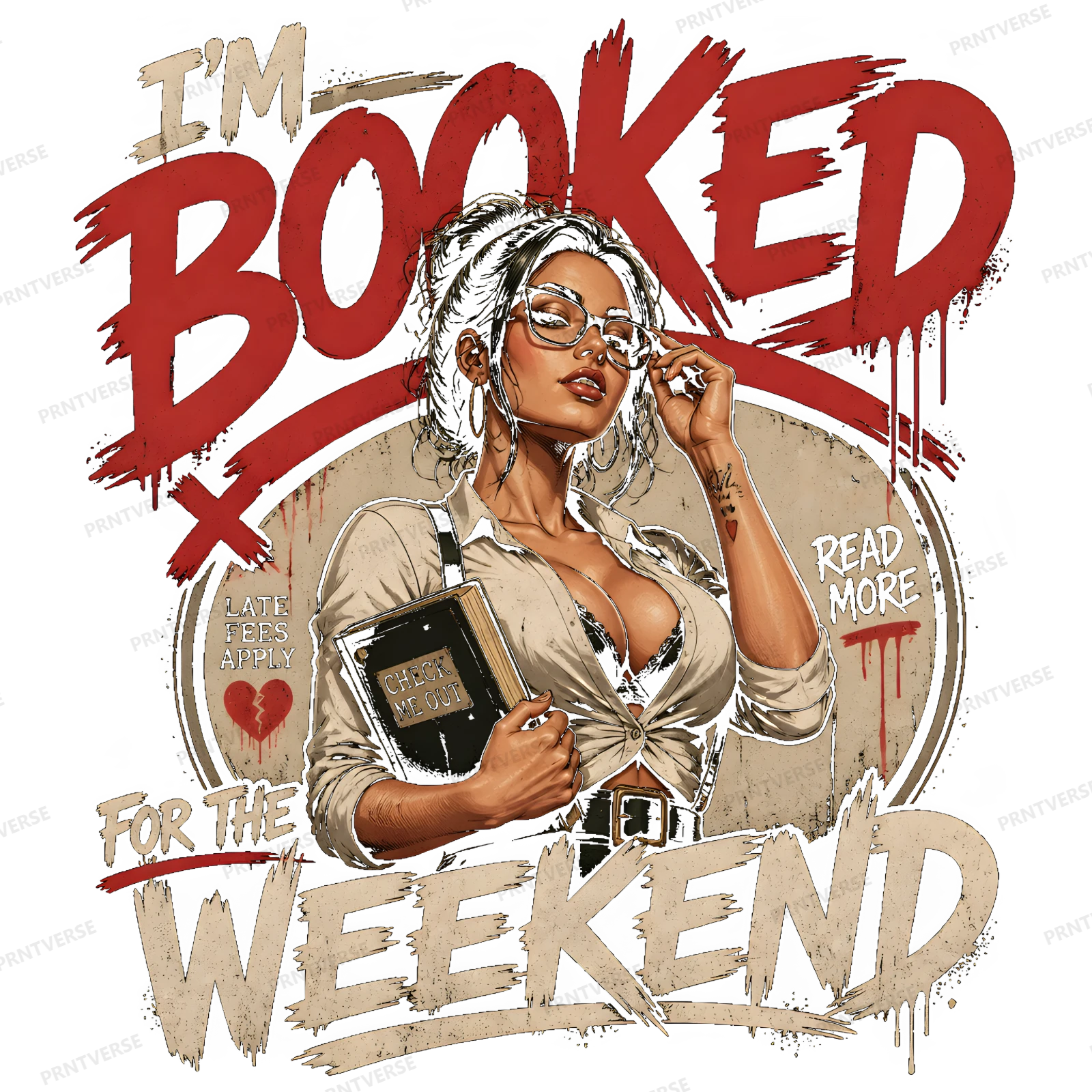 I'm Booked For the Weekend Retro Librarian design preview wrapped on a mug