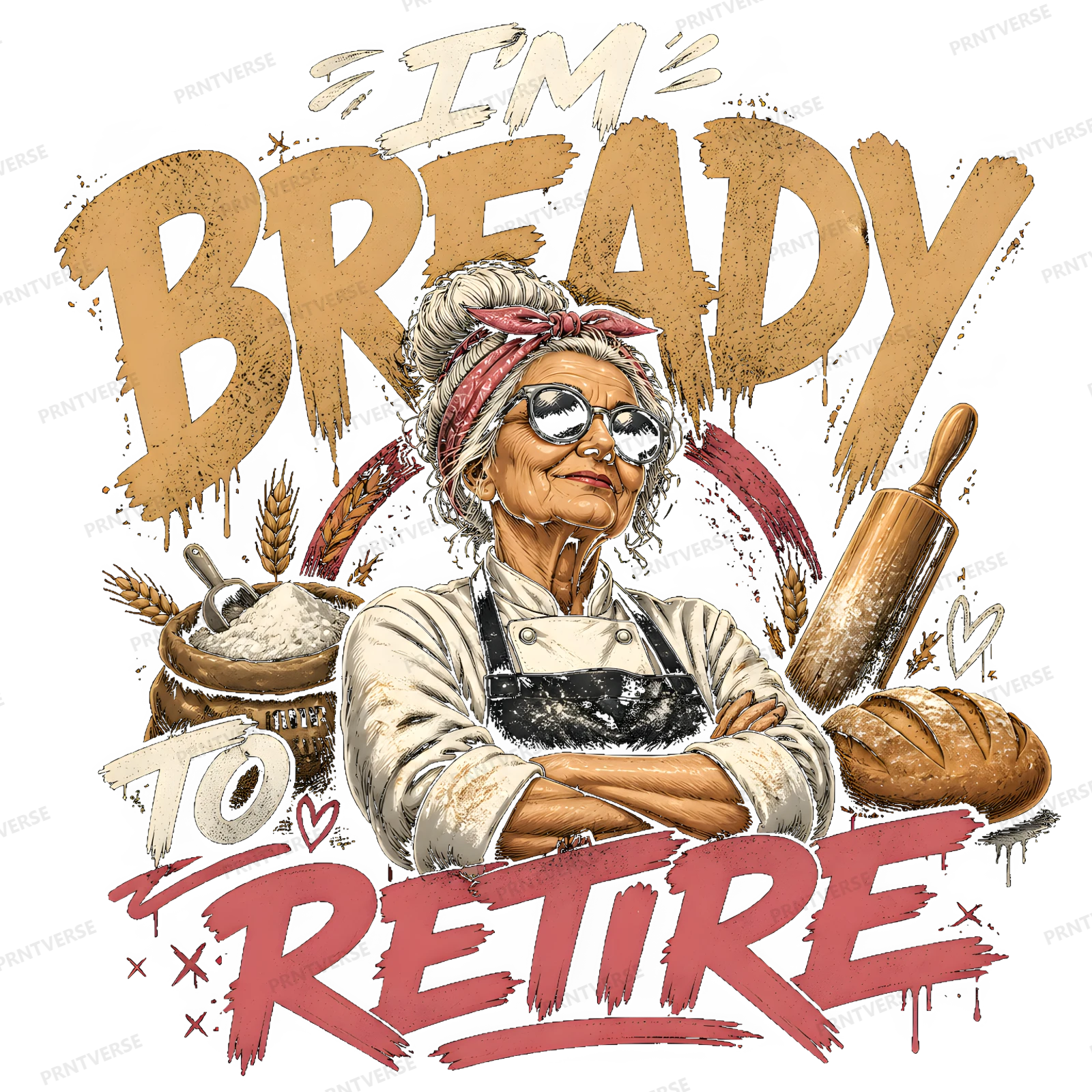 I'm Bready to Retire Funny Baker Pun design preview wrapped on a mug