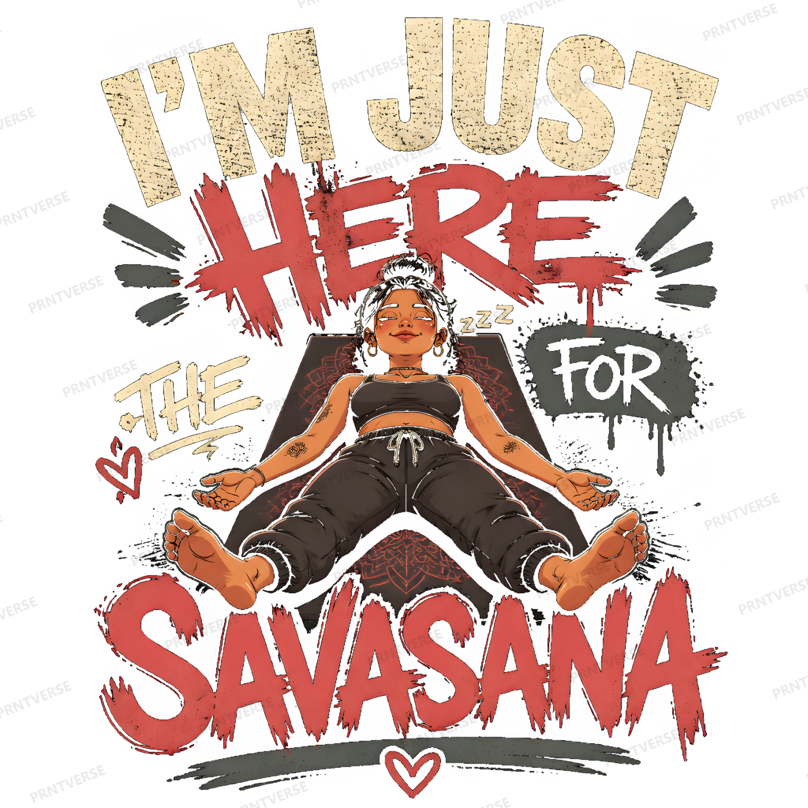 I'm Just Here For The Savasana Humor Design design preview wrapped on a mug
