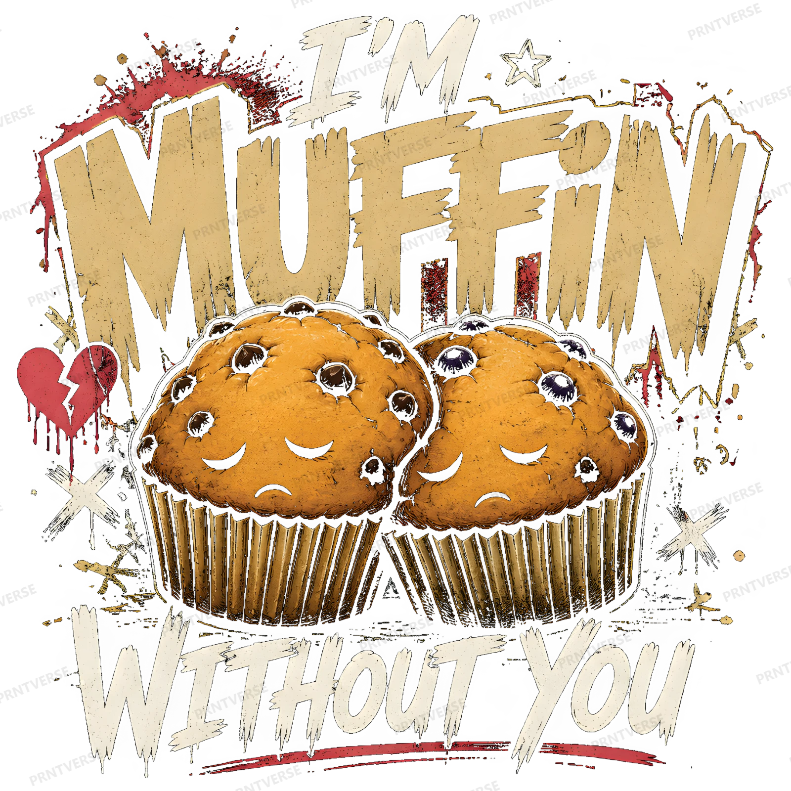 I'm Muffin Without You Grunge Pun Design design preview wrapped on a mug