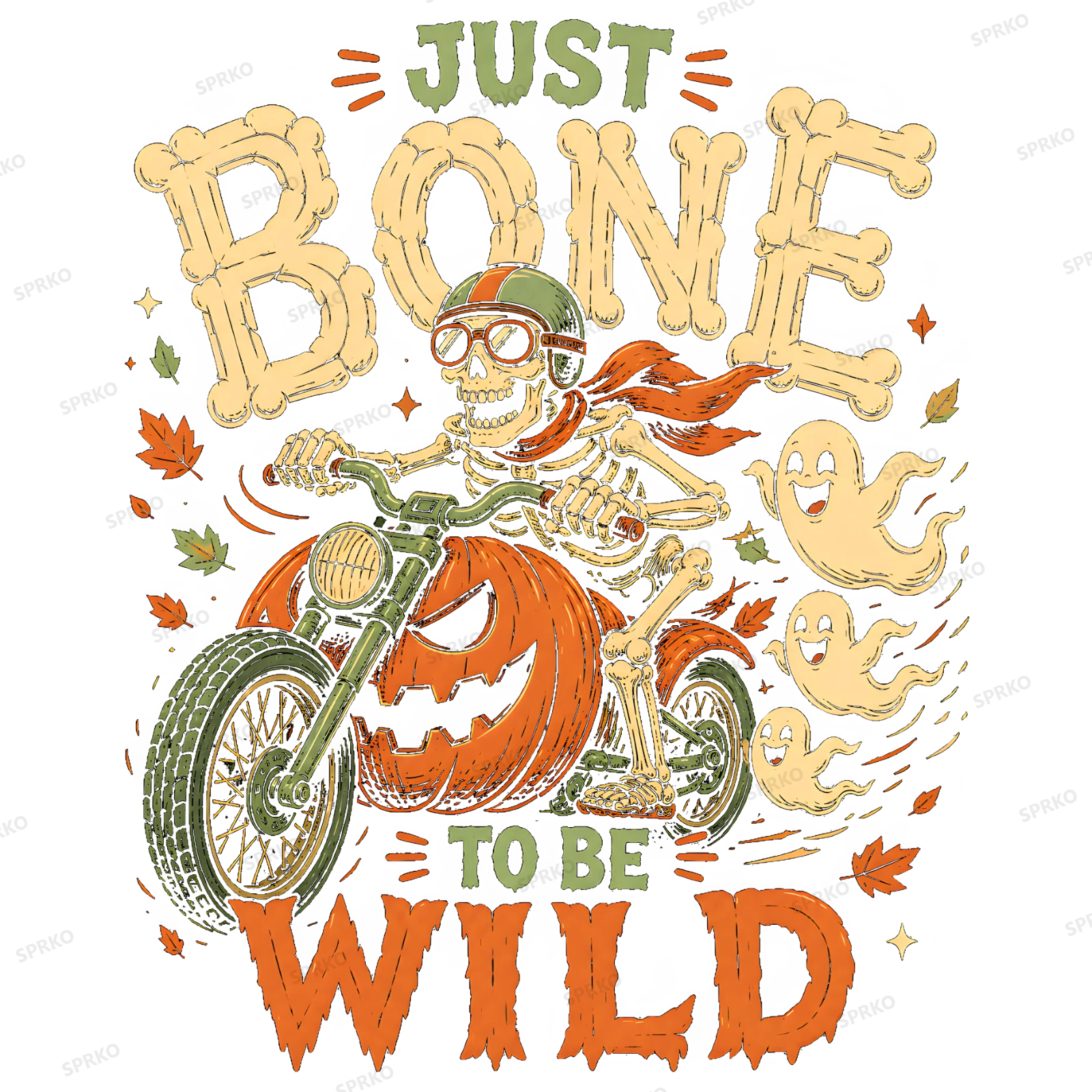 Just Bone To Be Wild Halloween Skeleton Biker design preview wrapped on a mug