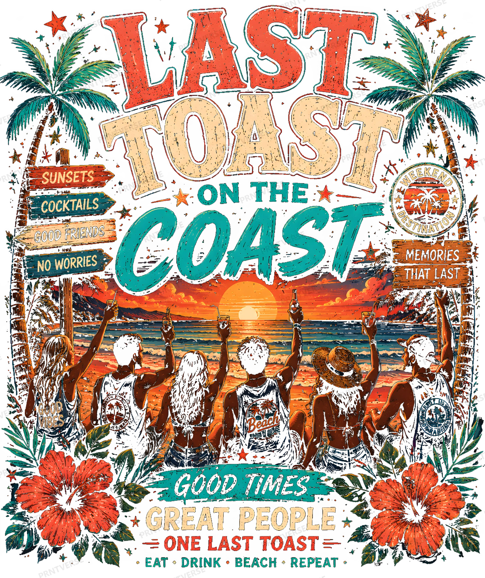 Last Toast on the Coast Beach Sunset design preview wrapped on a mug