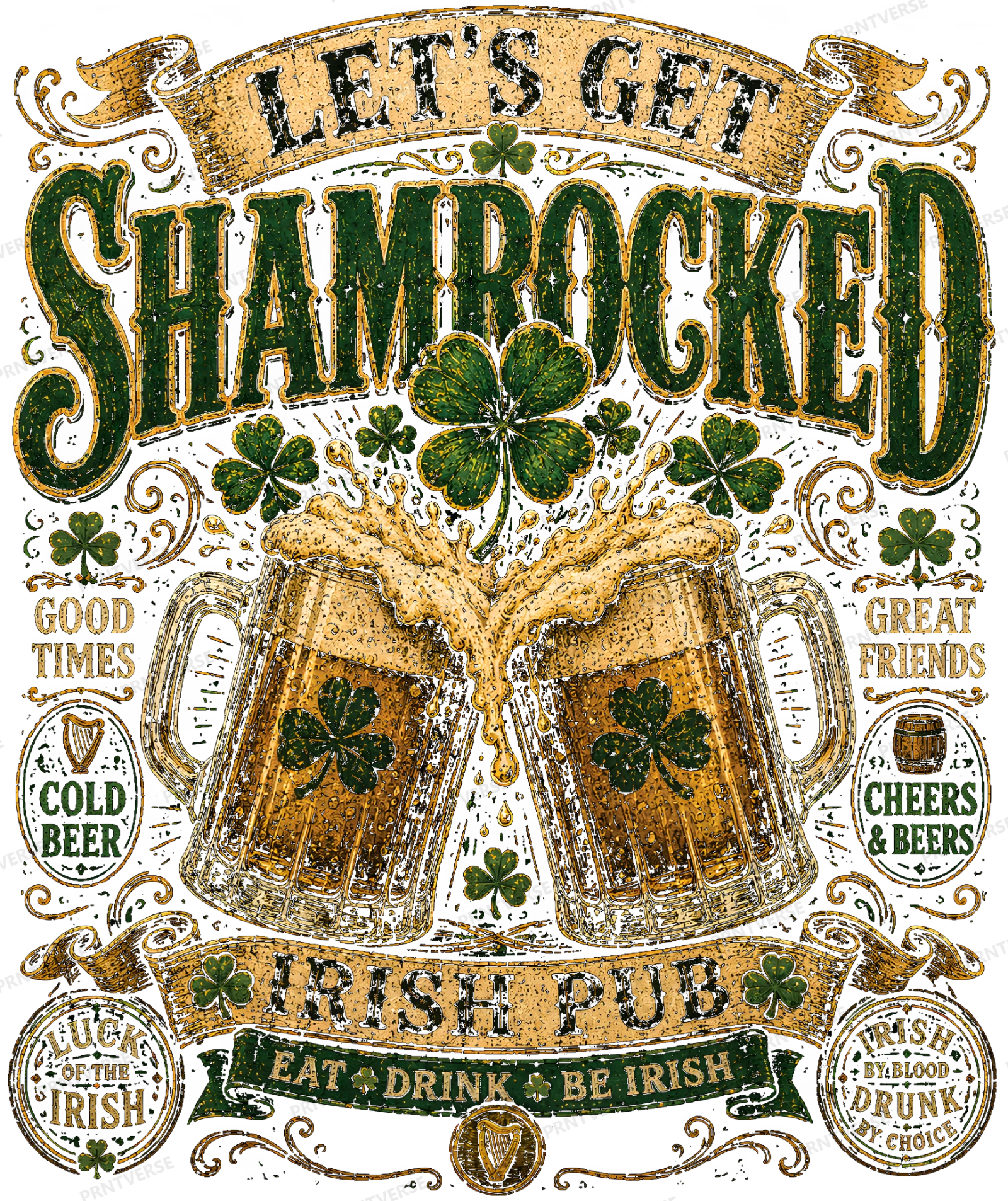 Let's Get Shamrocked Vintage Irish Pub design preview wrapped on a mug