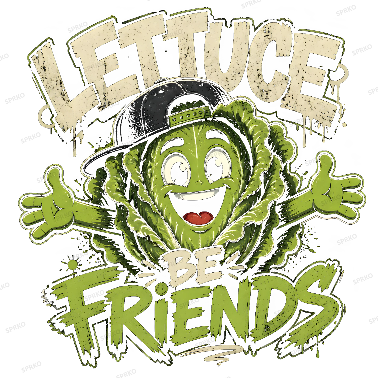 Lettuce Be Friends Funny Pun Design design preview wrapped on a mug