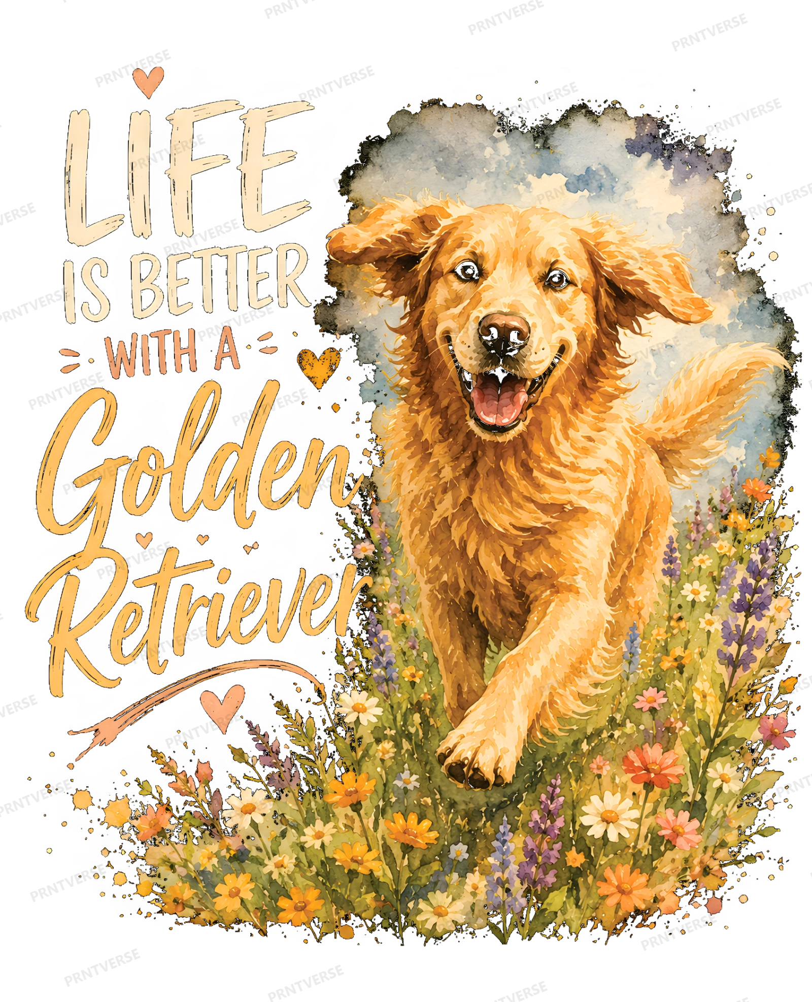 Life Is Better With A Golden Retriever Floral Art design preview wrapped on a mug