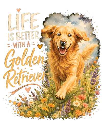 Life Is Better With A Golden Retriever Floral Art