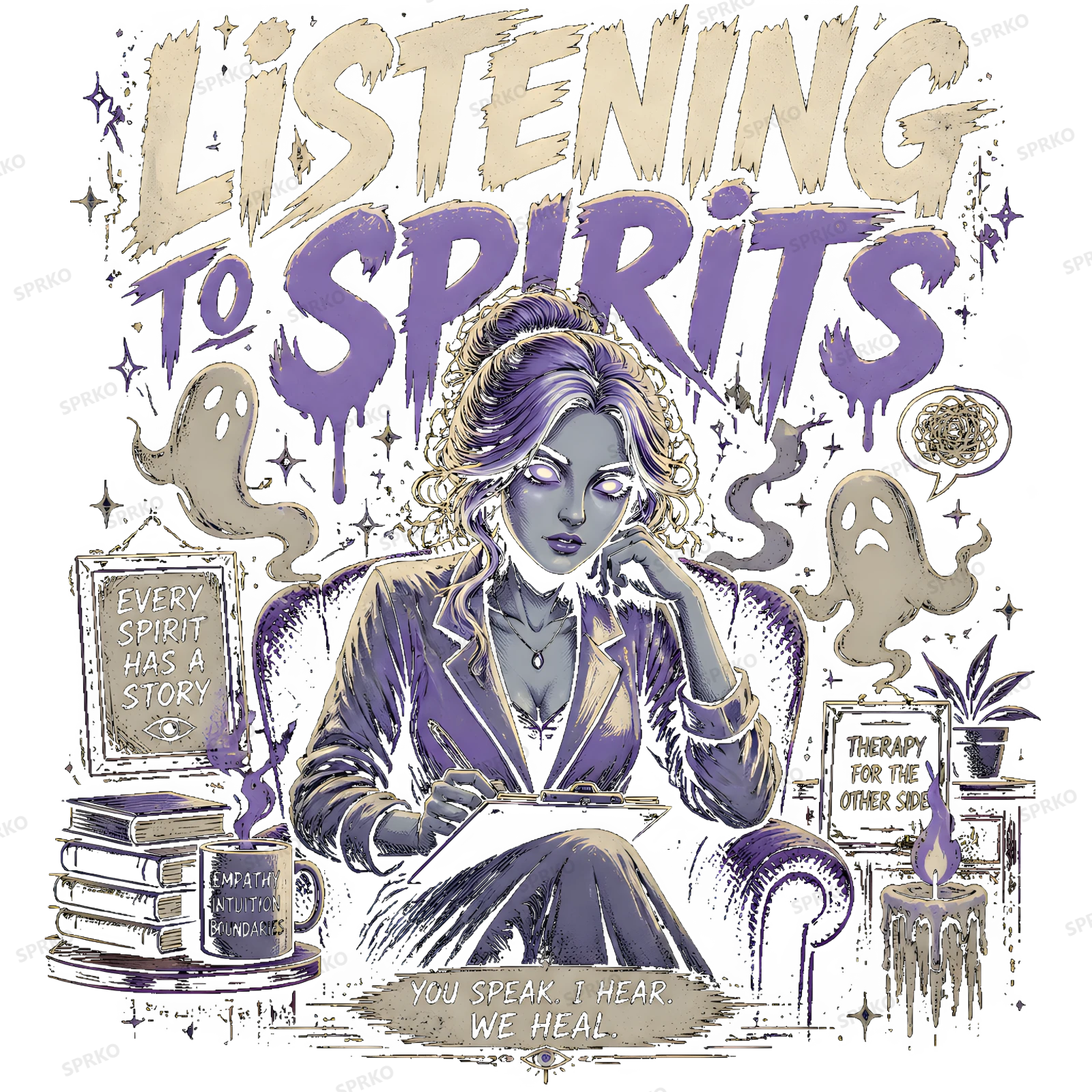 Listening to Spirits Therapist Design design preview wrapped on a mug