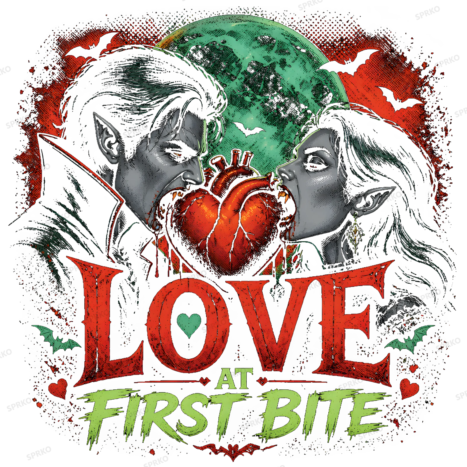 Love at First Bite Vampire Couple Design design preview wrapped on a mug