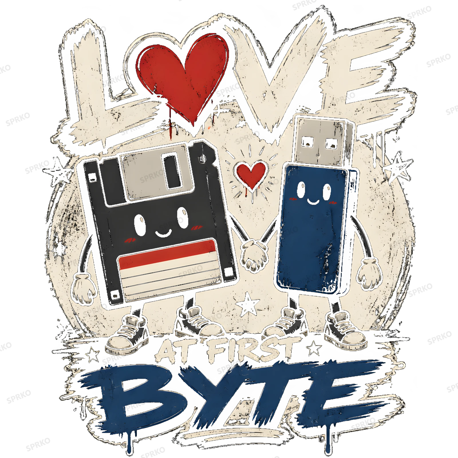 Love At First Byte Floppy Disk USB Flash Drive design preview wrapped on a mug