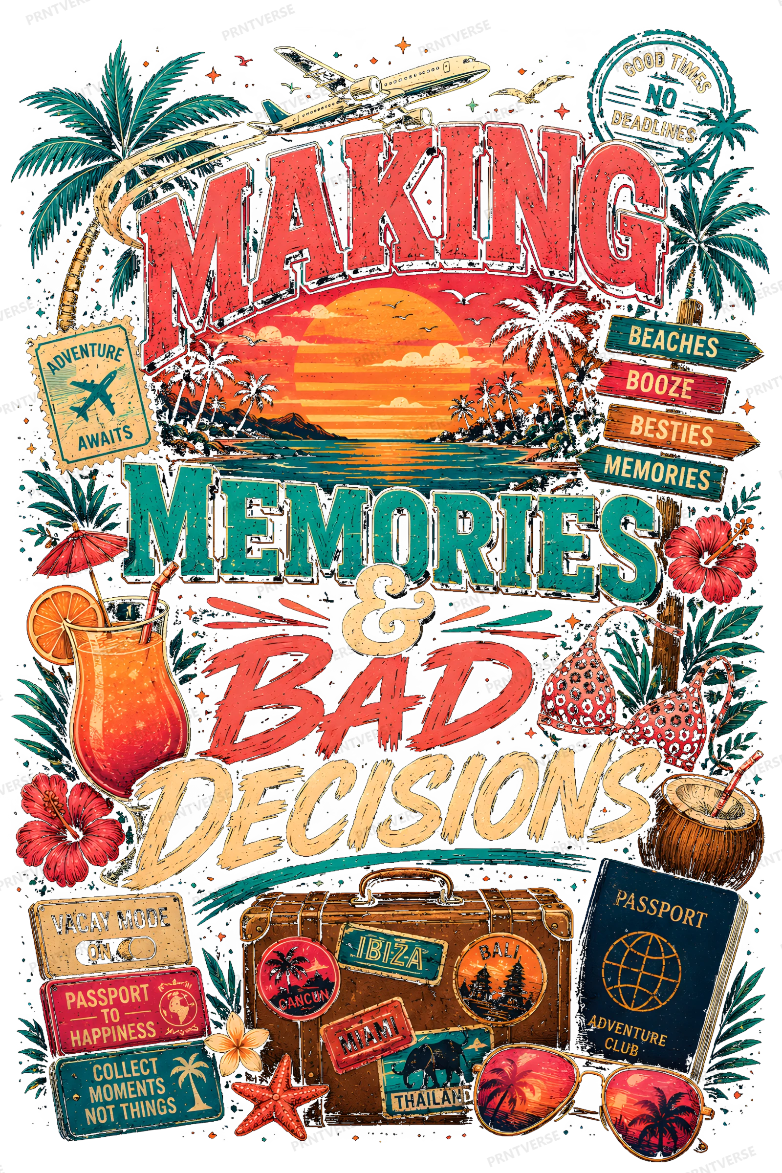 Making Memories & Bad Decisions Vacation Club design preview wrapped on a mug