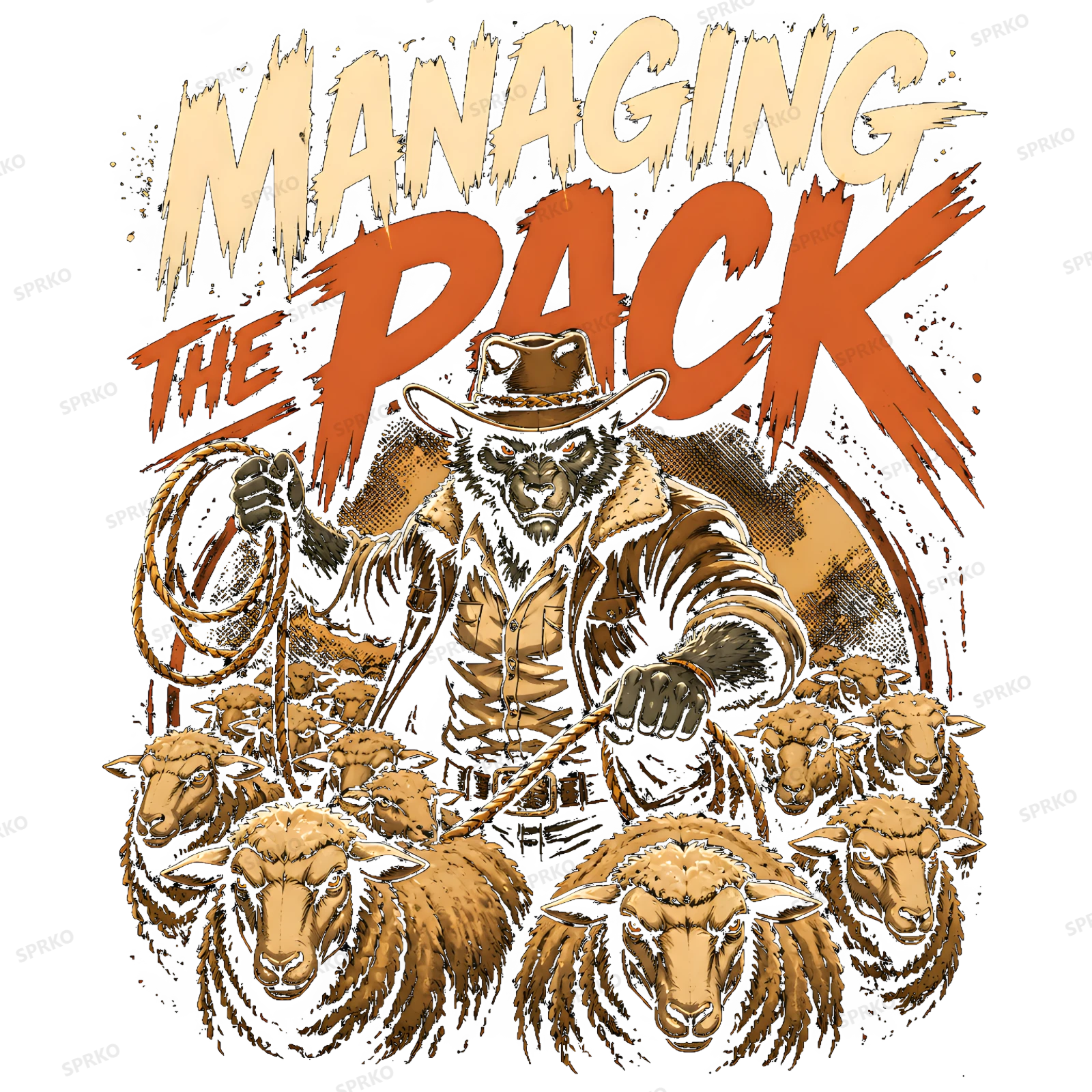 Managing the Pack Werewolf Cowboy Design design preview wrapped on a mug
