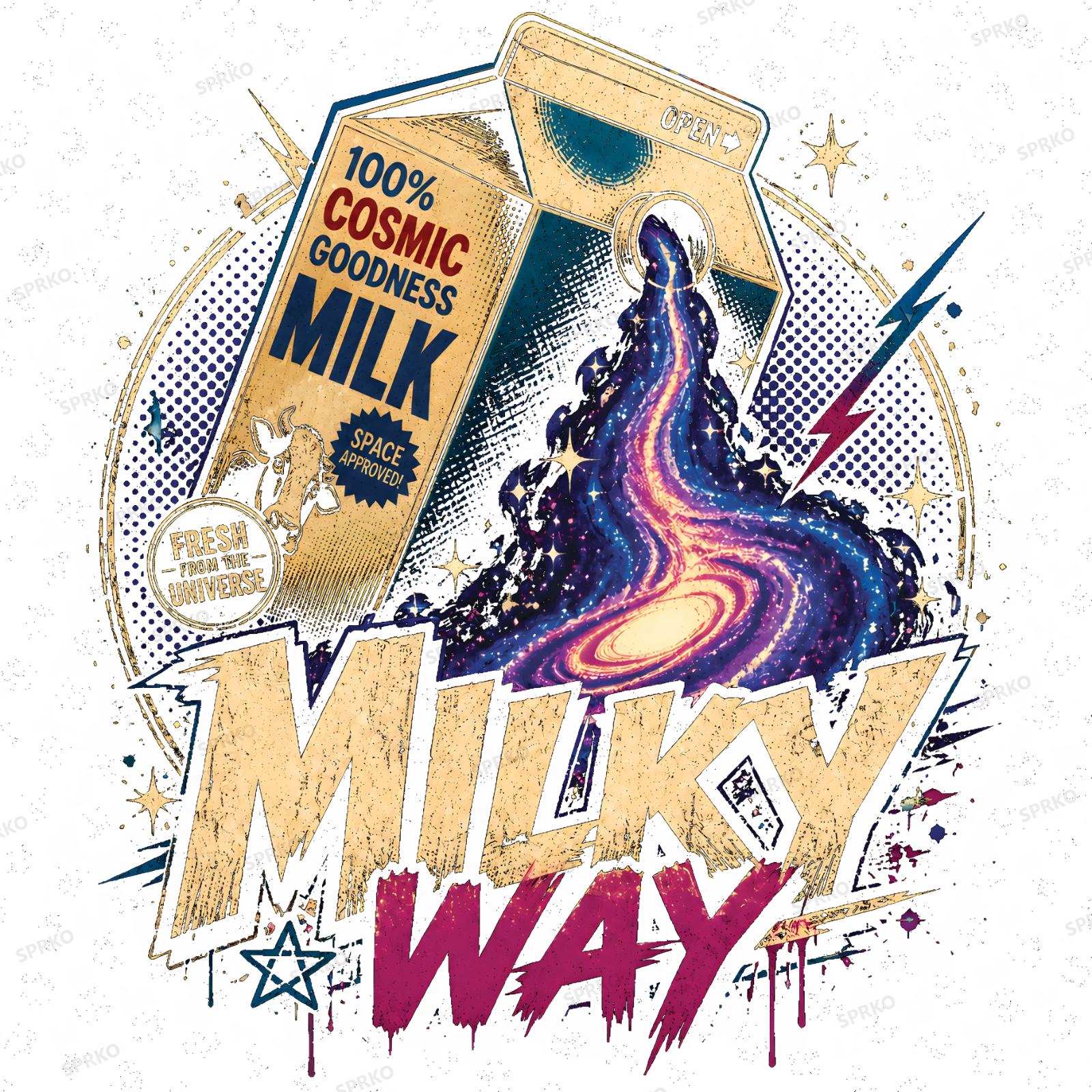 Milky Way Cosmic Galaxy Milk Carton design preview wrapped on a mug