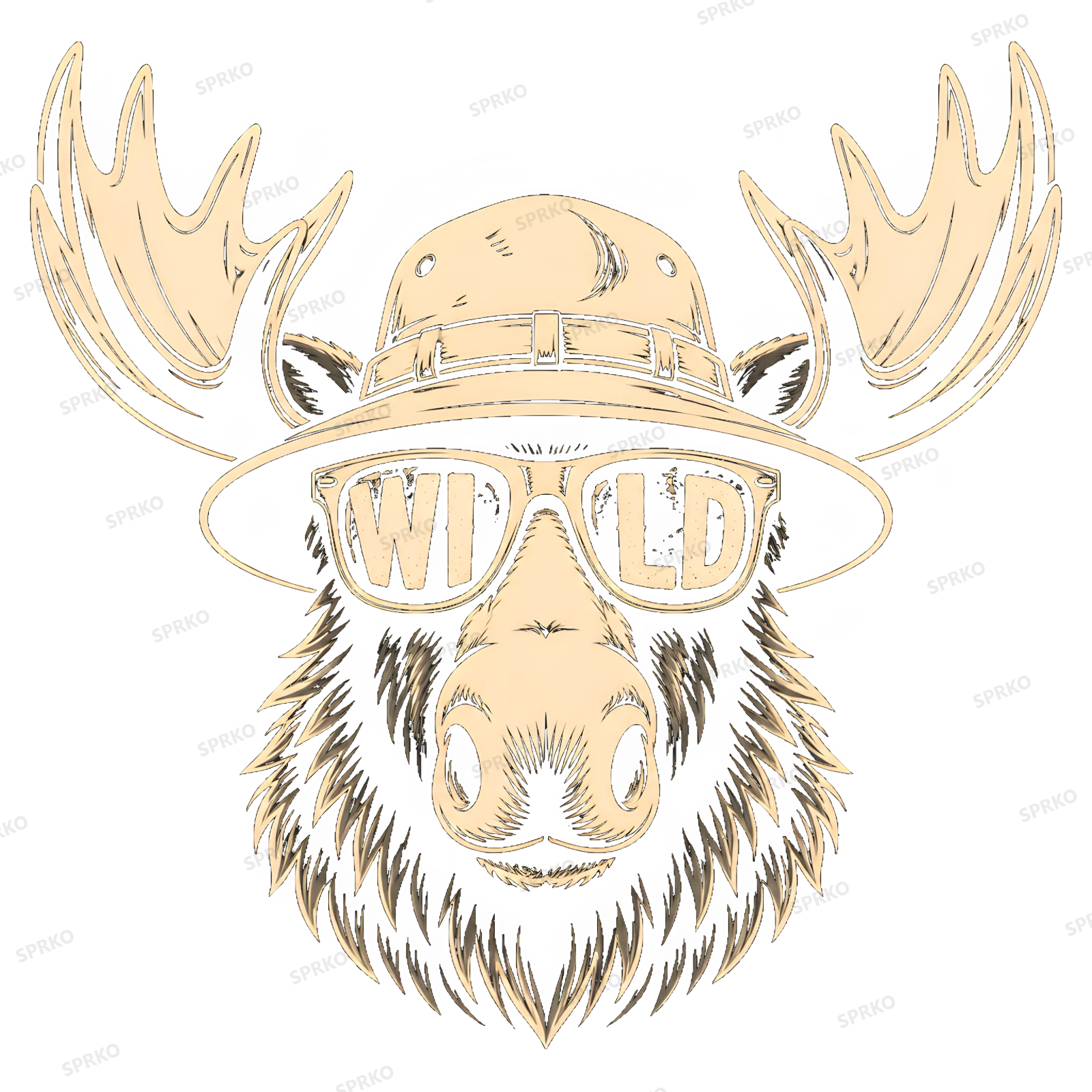 Moose Wearing Sunglasses and a Hat with "Wild" Text design preview wrapped on a mug