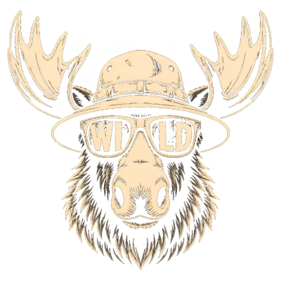 Moose Wearing Sunglasses and a Hat with "Wild" Text