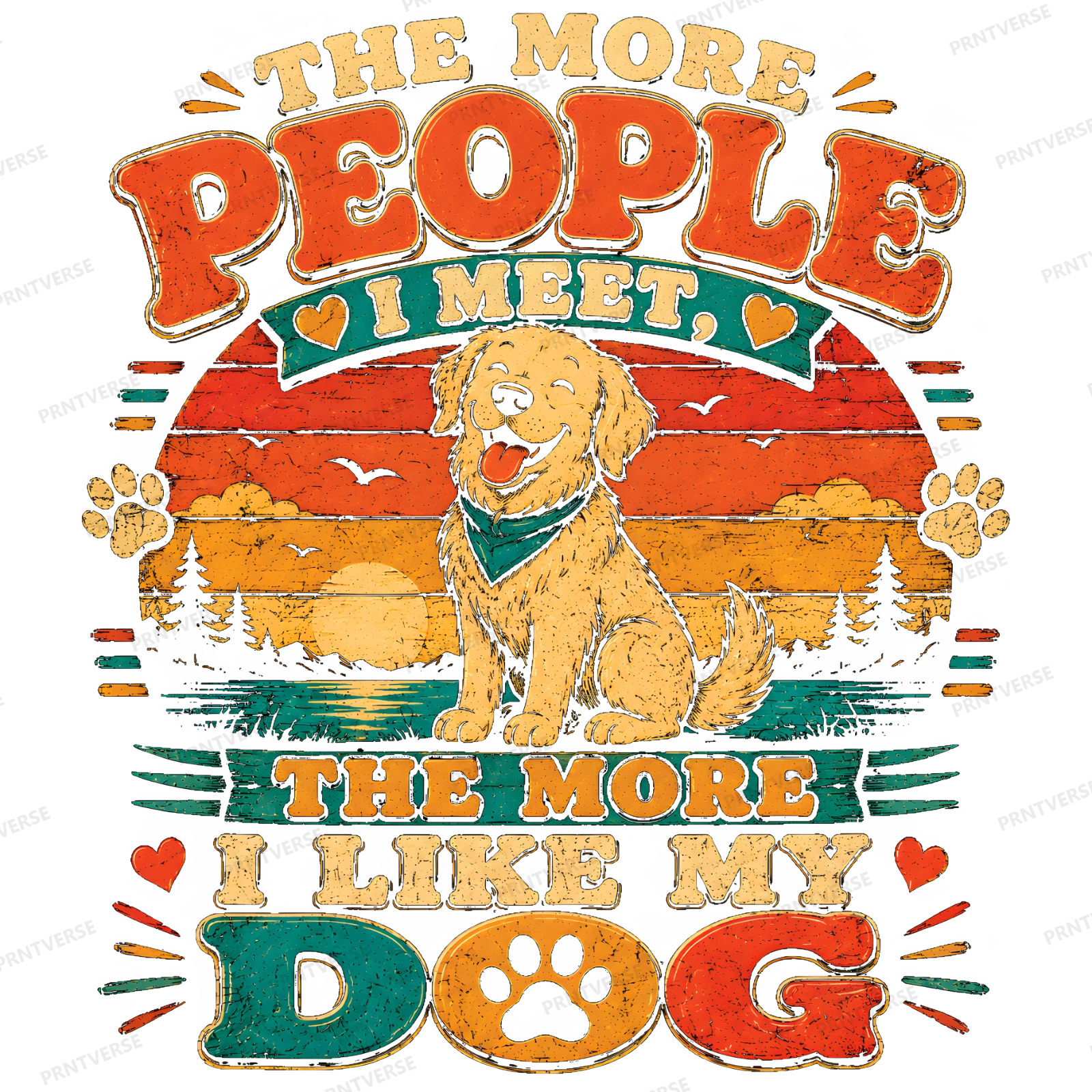 The More People I Meet Retro Dog Design design preview wrapped on a mug