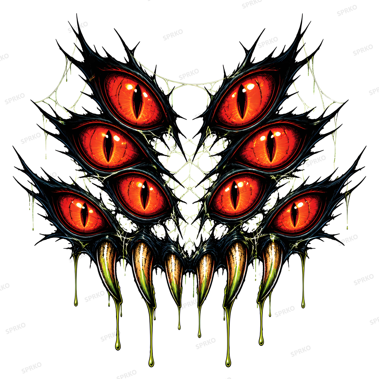 Multiple Horror Eyes Monster Face Design design preview wrapped on a mug