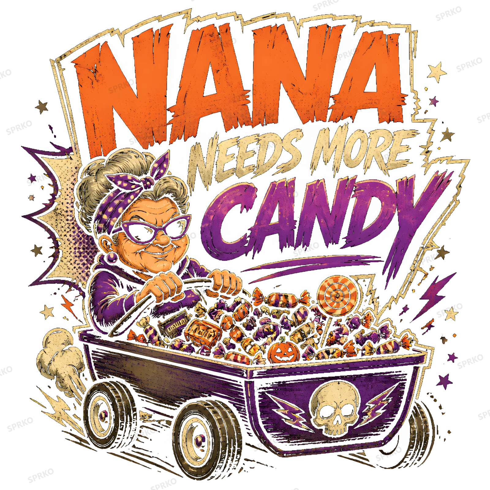 Nana Needs More Candy - Halloween Grandma Trick or Treat design preview wrapped on a mug
