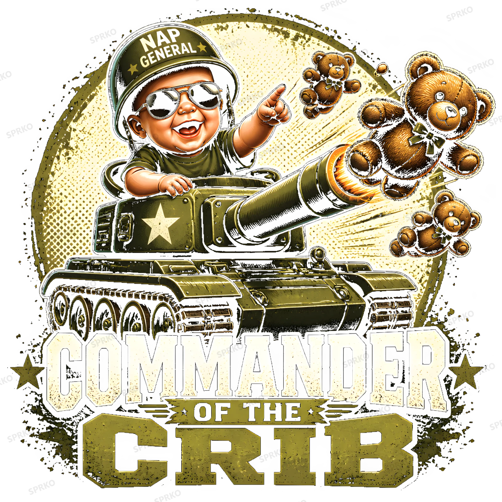 Nap General Commander of the Crib Baby in Tank design preview wrapped on a mug