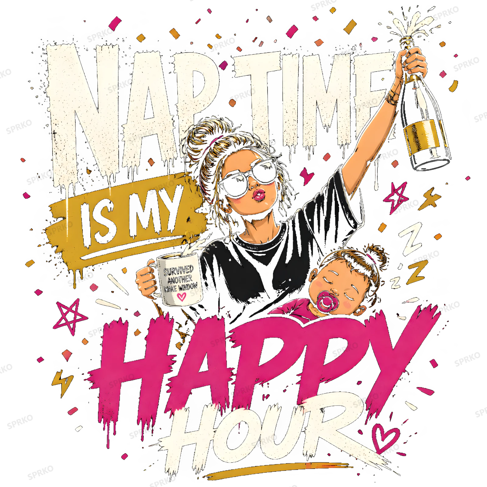 Nap Time Is My Happy Hour New Mom Humor design preview wrapped on a mug