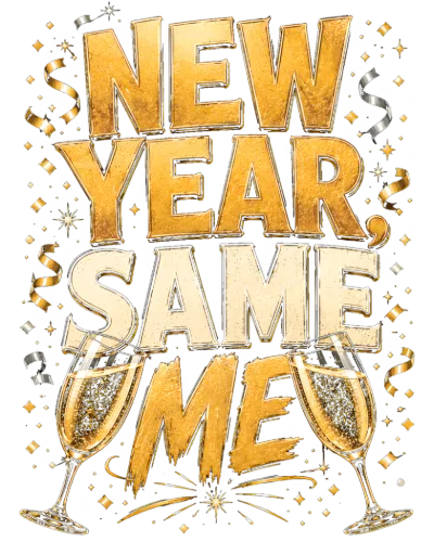New Year Same Me Festive Gold Typography