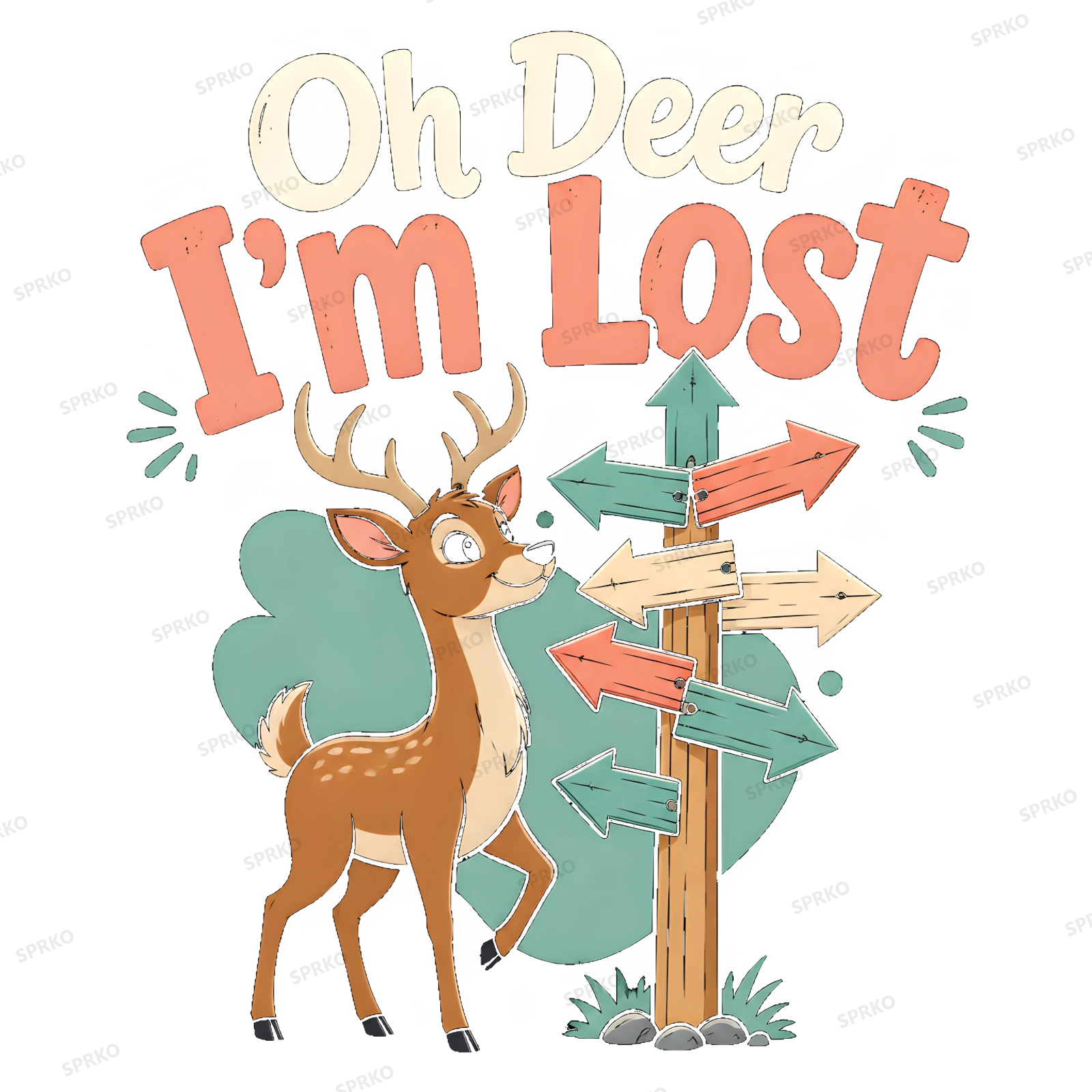 Oh Deer I'm Lost Cute Pun Humor Design design preview wrapped on a mug
