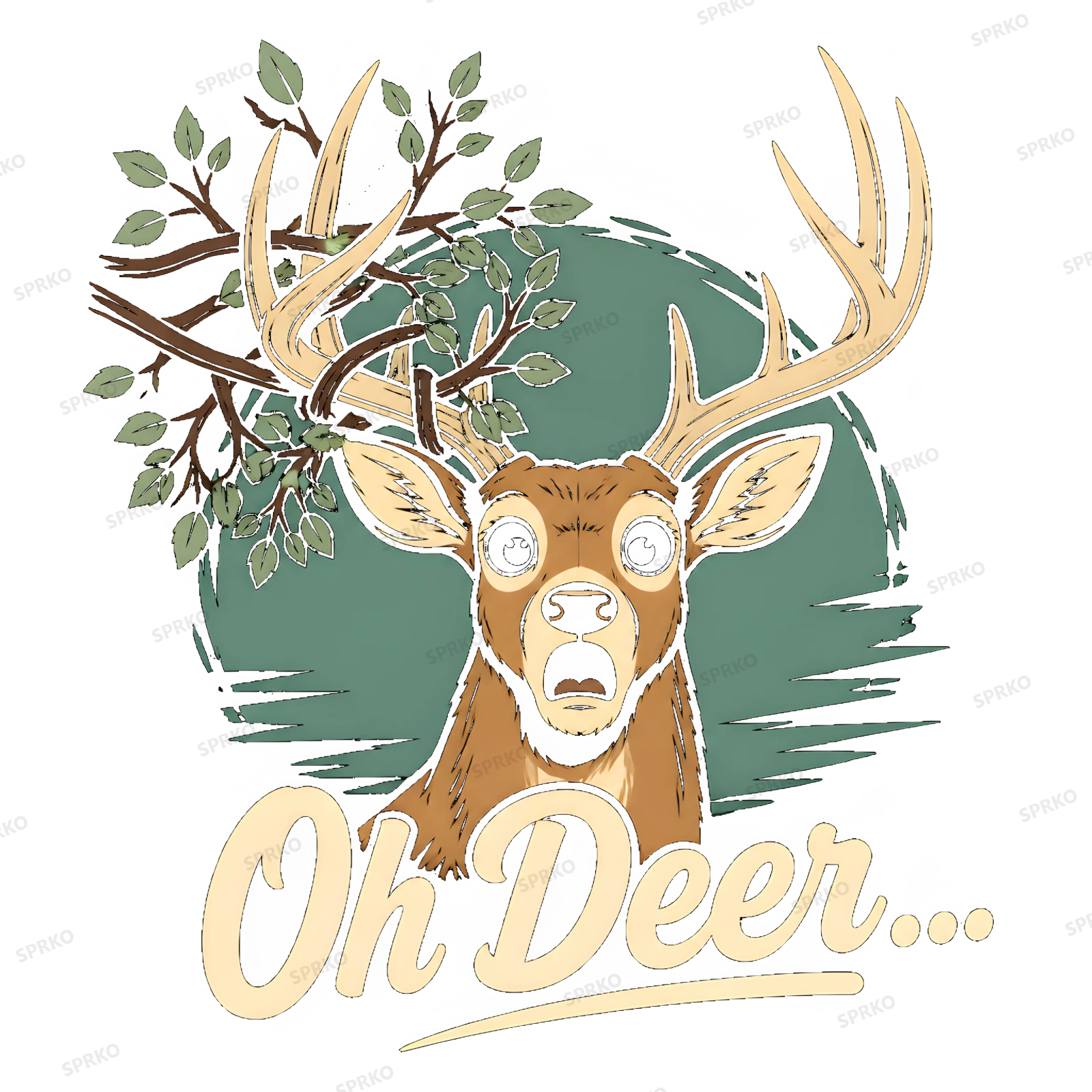 Oh Deer Pun Scared Deer Design design preview wrapped on a mug