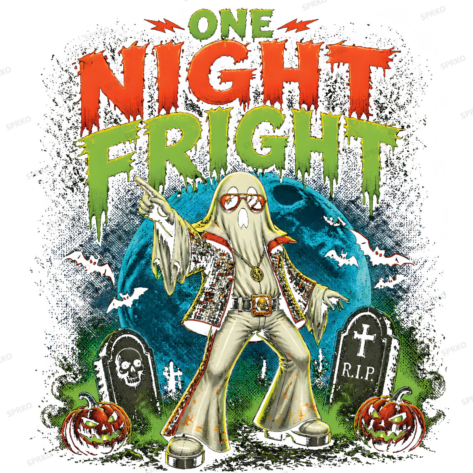 One Night Fright Disco Halloween Ghost design preview wrapped on a mug