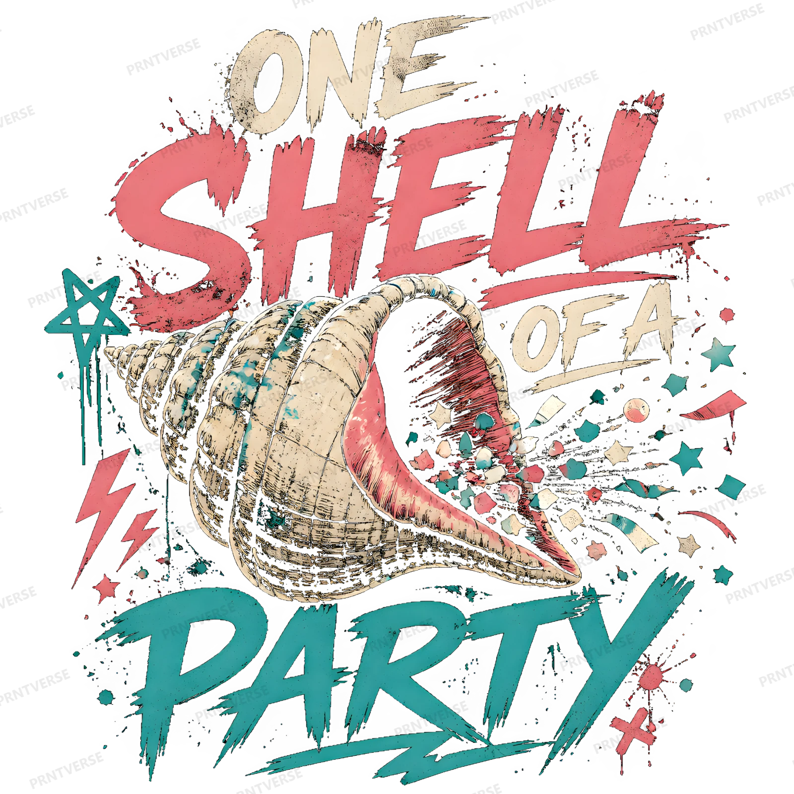 One Shell of a Party Beach Design design preview wrapped on a mug