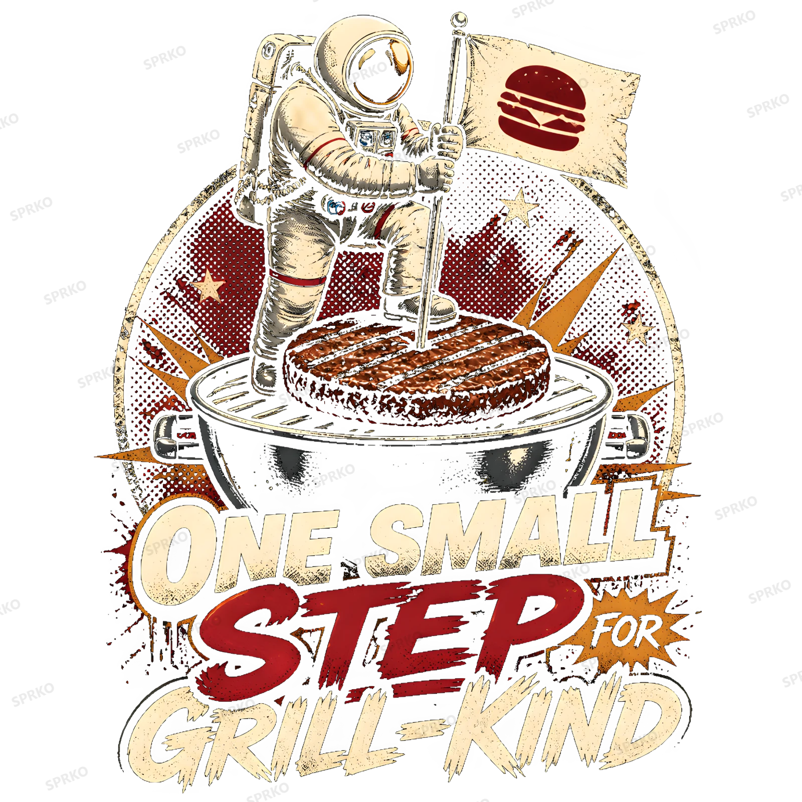 One Small Step for Grill-Kind Astronaut Burger design preview wrapped on a mug