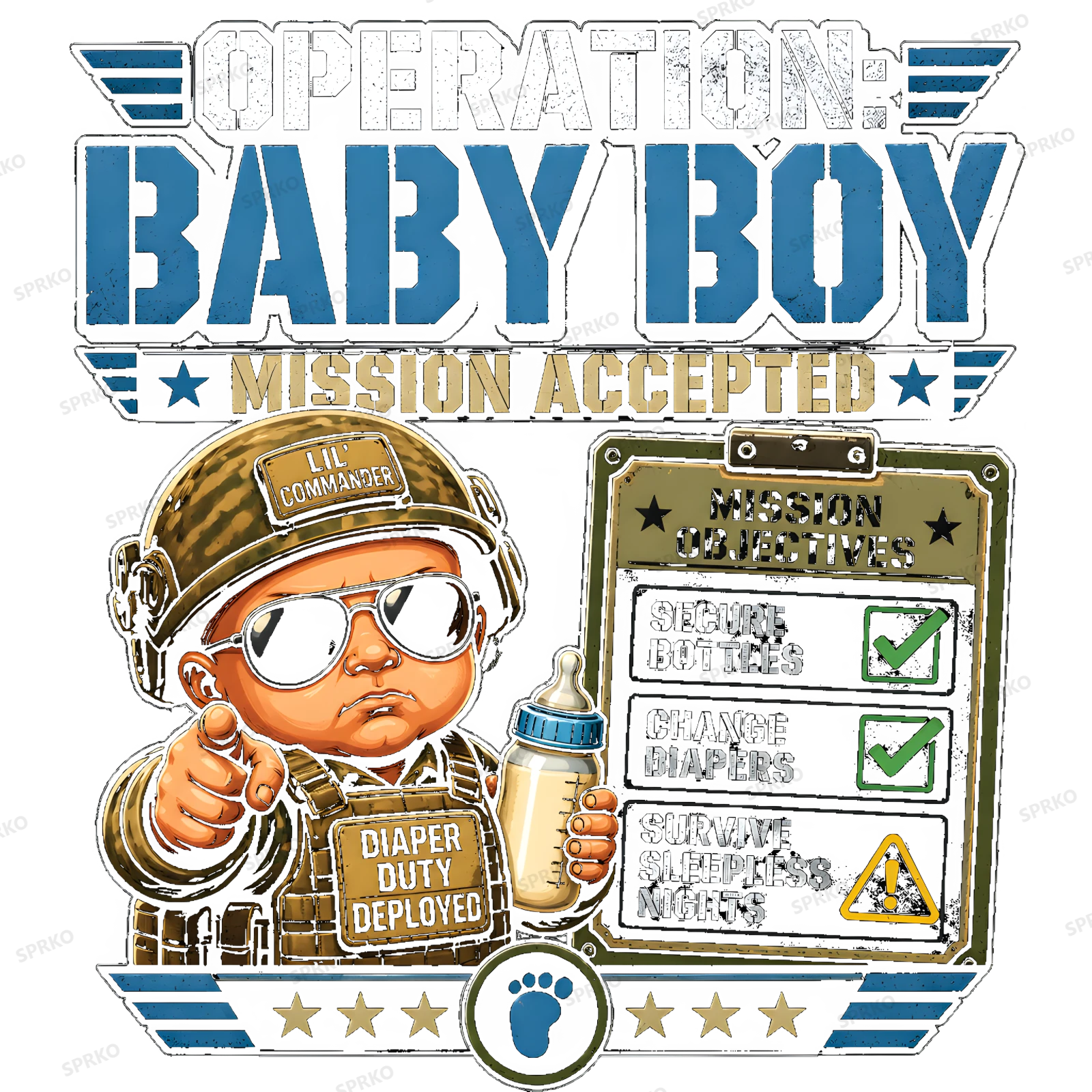 Operation Baby Boy Mission Accepted design preview wrapped on a mug